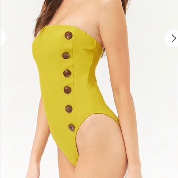 Forever 21 Strapless Button Detail Swim Y2K - Picture 4 of 10
